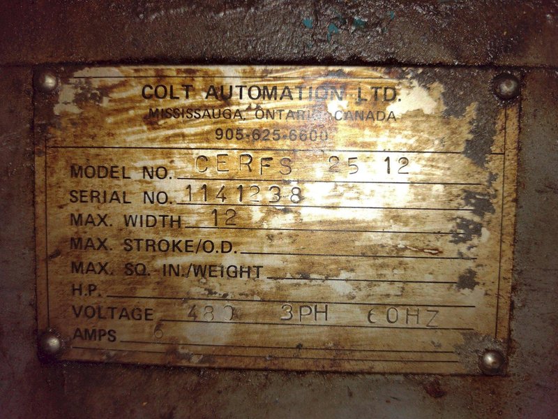 12" WIDE COLT AUTOMATION MODEL #CERFS 25 12 STRAIGHTENER SERVO FEEDER &amp; REXROTH CONTROLS: YOBRO #24290