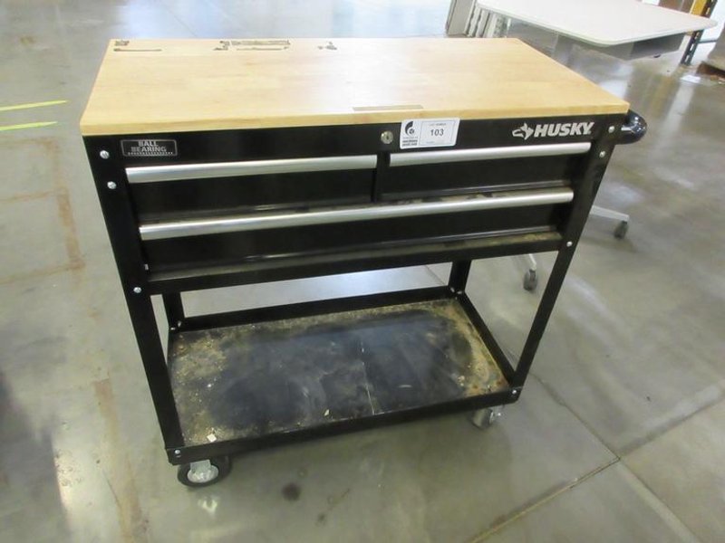 Husky 3-Drawer Rolling Tool Chest with Butcher Block Top- Auction Item