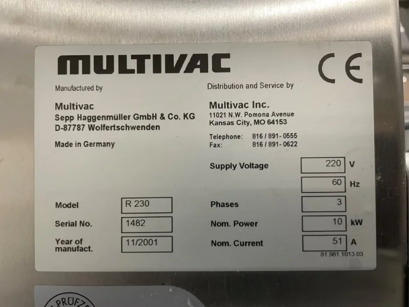 MULTIVAC R 230 THERMOFORMER  -  R 230