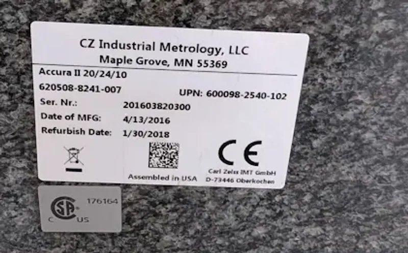 2016 Zeiss Accura II 20.24.10 Coordinate Measuring Machine