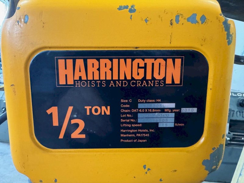 1/2 Ton Harrington Electric Chain Hoist, Pendant, Trolley, 3 Phase