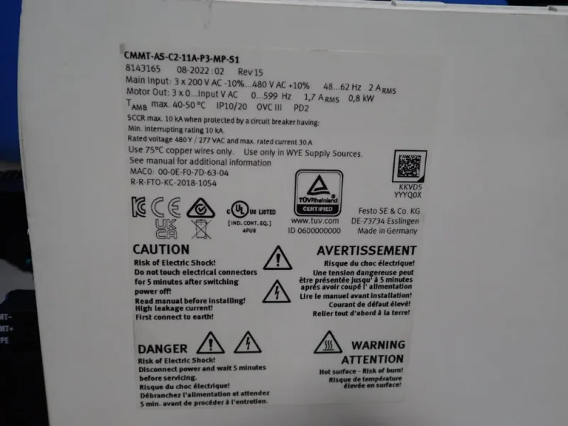 FESTO SERVO CONTROL   -  CMMT-AS-C2-11A-P3-MP-S1