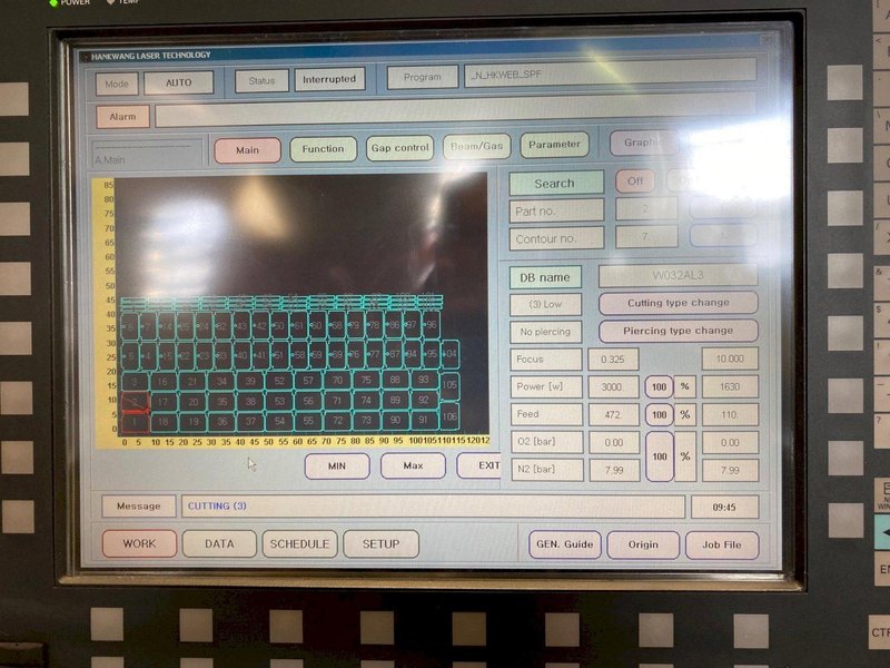 USED HYMSON 5&#039; X 10&#039; 3,000 WATT FIBER OPTIC LASER MODEL HF3015B, Stock# 11011, Year: 2018