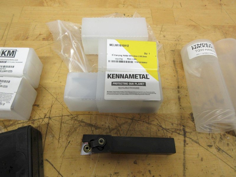 Inserted Turning Tool Holders, (2) Kennametal MCLNR1616H12 5/8" Facing, (6) KM KM20MCLNR11225 Replaceable Heads and Assorted Carbide Inserts **NEW**- Auction Item