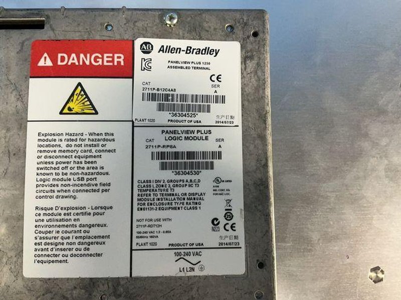 HOFFMAN, ALLEN-BRADLEY CONTROL PANEL BOX WITH PANELVIEW 1250   -  PANELVIEW PLUS 1250