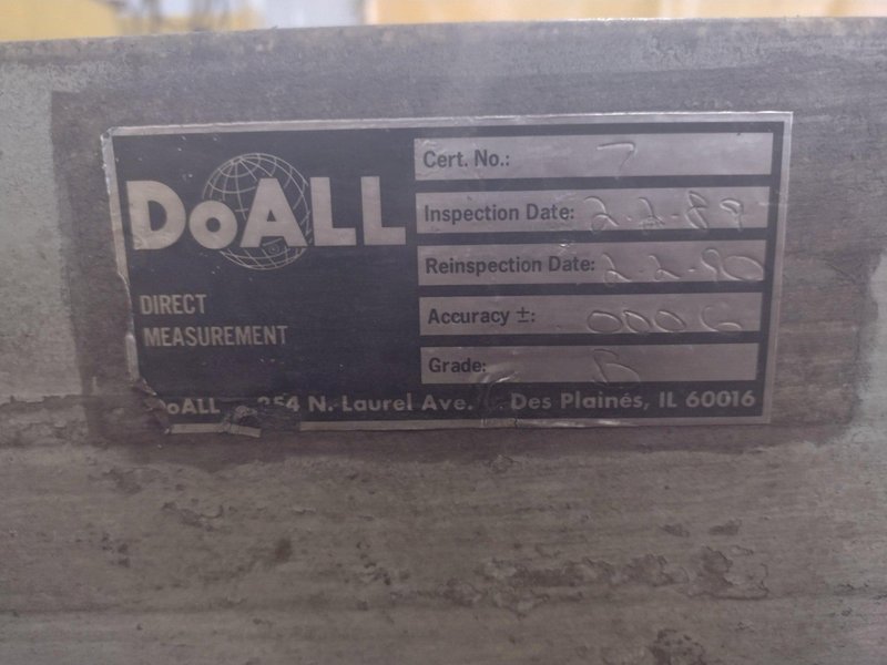 36&quot; X 72&quot; X 12&quot; DOALL GRADE B GRANITE SURFACE PLATE WITH STAND: STOCK  #11273