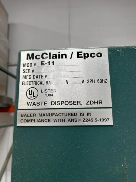 MASTER COMPACTION MODEL #E-11 BALER: YOBRO #25801