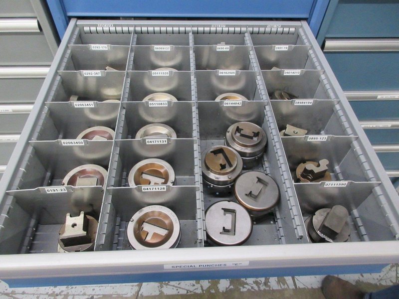 Lista Cabinet with 9 Drawers and Contents 112 and Marathon 112 Style Wiedemann C3000 Turret Special Punches- Auction Item