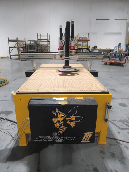 CAMaster Stinger X3 SR-48 CNC Router, 4 Zone Hurricane Vacuum Table System, Main Spindle and 2 Sub Spindles- Auction Item