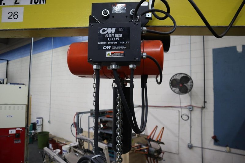 Handling Systems 2 Ton Swiveling Jib Crane, Floor Mounted with CM Lodestar 2 Ton Electric Chain Hoist, Electric Trolley- Auction Item