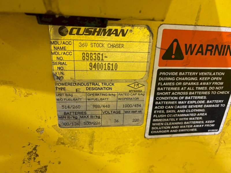 36 VOLT CUSHMAN MODEL #898361 STOCK CHASER/TUGGER CART: YOBRO #24646