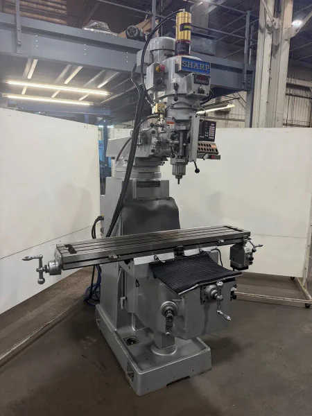 USED SHARP 10" X 54" HEAVY-DUTY KNEE MILL MODEL TMV-K-N WITH 3-AXIS READOUT