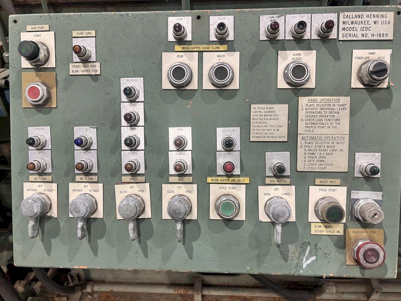 12&quot; X 6&quot; GALLAND HENNING MODEL #12DC DUAL COMPRESSION METAL SCRAP BALER: STOCK #21846