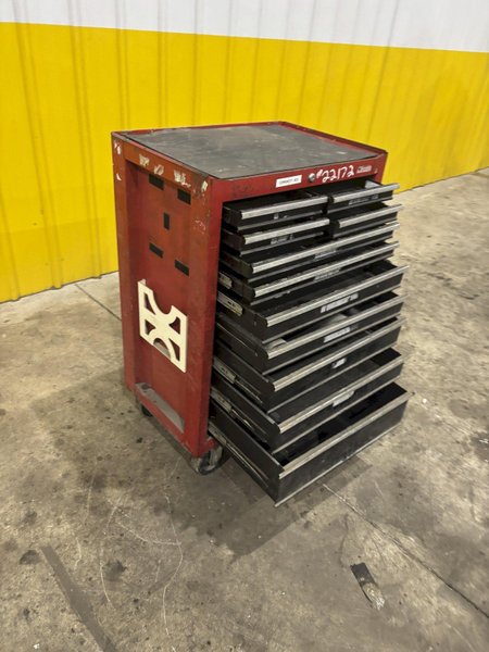 9 DRAWER X 27" X 18" RED TOOL BOX PARTS CABINET: STOCK  #22172