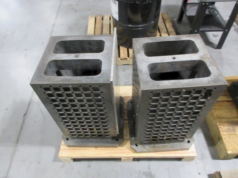 500mm Pallet (2pcs), 16" x 16" Square Tombstone with Mounting Grid of Pin and Threaded Holes, Pocketed to Lighten- Auction Item