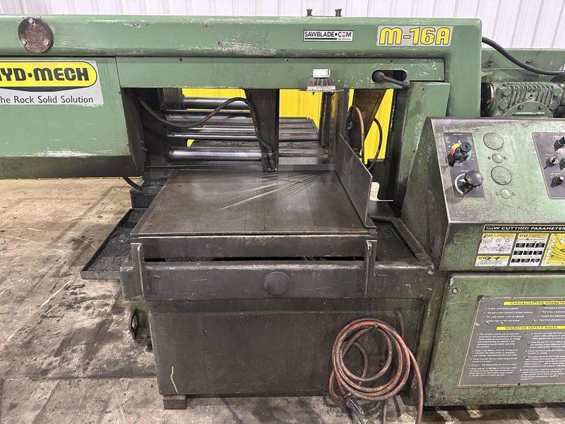16" x 16" HYD-MECH MODEL #M-16A FULLY AUTOMATIC HORIZONTAL BANDSAW WITH POWER MITRE SWIVEL: STOCK #23105