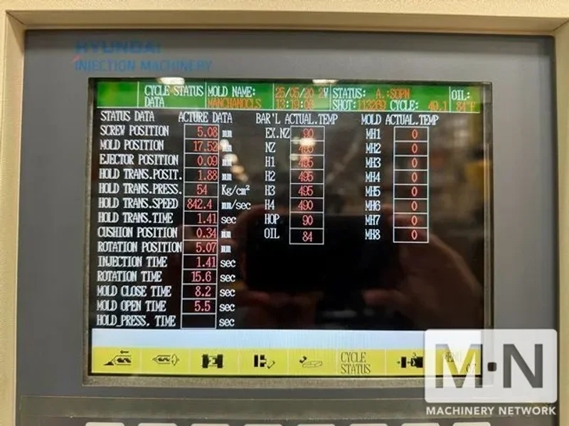 1150 TON 186 OZ HYUNDAI MODEL EDIS-1150DL HYBRID INJECTION MOLDING MACHINE MFG 2014 (4) AVAILABLE