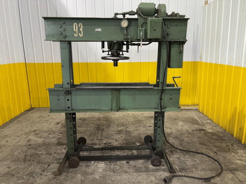 60 TON BRIDGEPORT MANELY H-FRAME HYDRAULIC POWERED SHOP PRESS: STOCK #23116