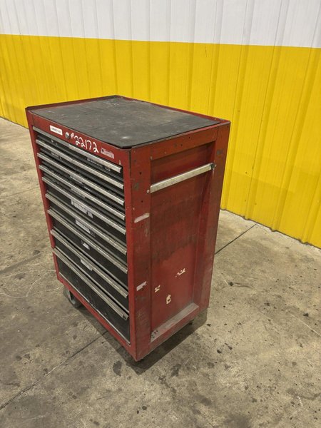 9 DRAWER X 27" X 18" RED TOOL BOX PARTS CABINET: STOCK  #22172