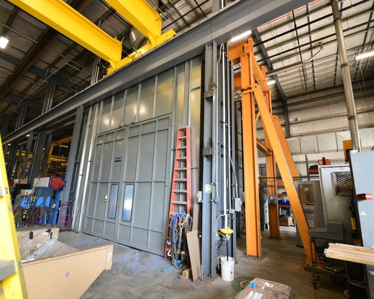 15' x 20' x 14' HIGH GLOBAL FINISHING SOLUTIONS DOWNDRAFT PAINT ROOM WITH 20 TON CRANE: YOBRO #25726