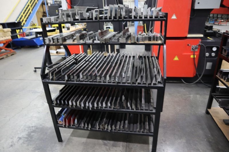 Press Brake Dies and Lower Die Holders for Amada Press Brakes on Welded Steel Shelving- Auction Item