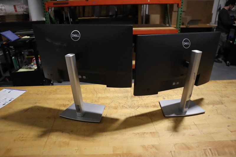 Dell 24&quot; Monitors (2) on Swivel/Height Adjustable Stands, *No Power or Connector Cables*- Auction Item