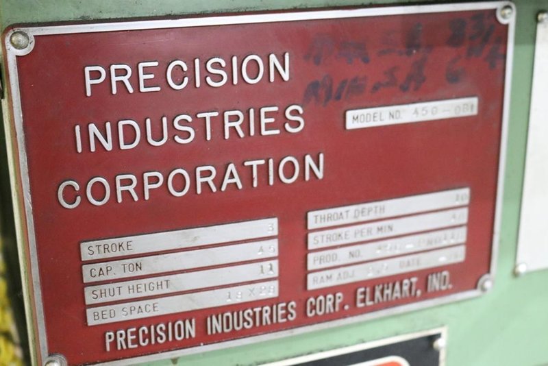 45 TON PRECISION INDUSTRIES OBI BACK GEARED PRESS: STOCK #71635