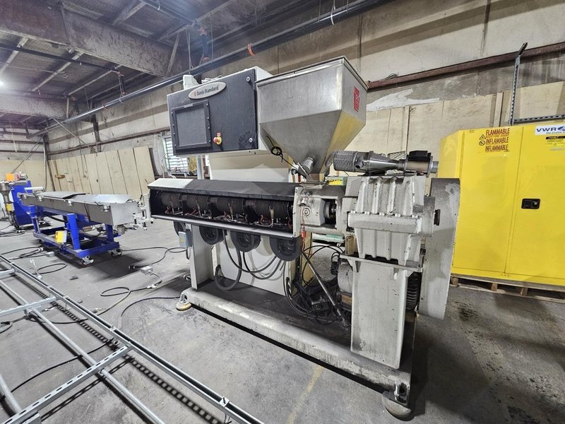3″ Davis-Standard Super Blue 75MM Extruder with BPM Bay Plastics Machinery WBX1210-15 Water Bath, EVAK-06 Vacuum Air Knives, and SB 100 Pelletizer, 2014
