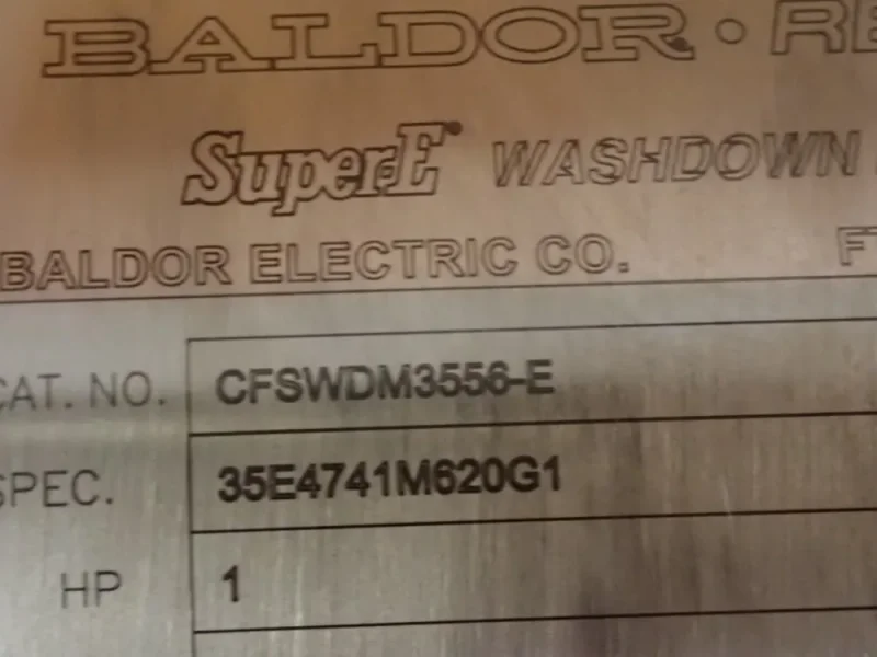 BALDOR RELIANCE 1 HP STAINLESS STEEL WASHDOWN MOTOR   -  CFSWDM3556-E