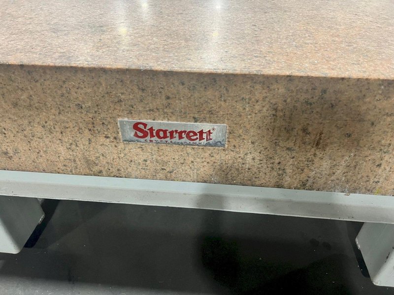 USED STARRETT CRYSTAL PINK 8&#039; X 4&#039; X 10&quot; GRANITE SURFACE PLATE WITH STAND, Stock# 11150