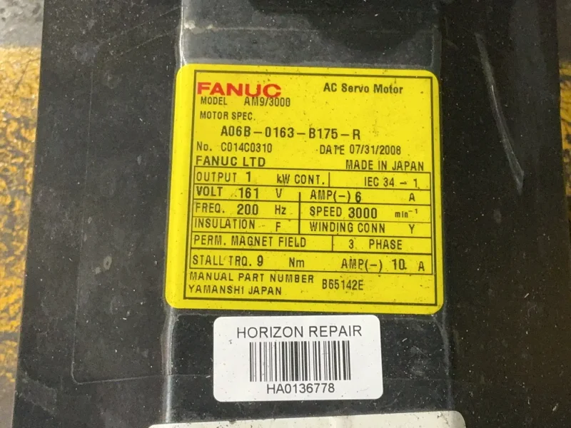 FANUC 3000RPM AC SERVO MOTOR  -  A06B-0163-B175-R