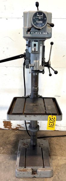20" Clausing Single Spindle Drill Floor Type, V-Speed 300-2000 RPM,  22" x 19" Tbl., 1-1/2 HP