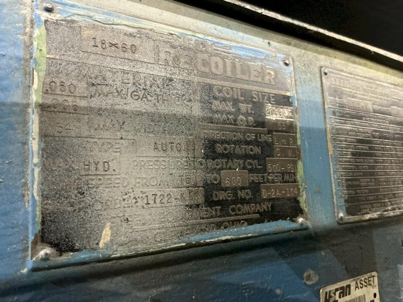 20,000 LB x 54" W X 53" OD SECO MODEL1860 MOTORIZED 100 HP COIL RECOILER: YOBRO #25239