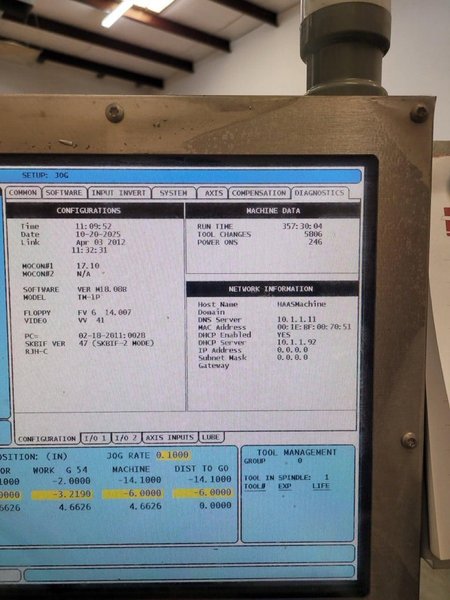 Haas TM-1P VMC, 2012 – 10 Tool ATC