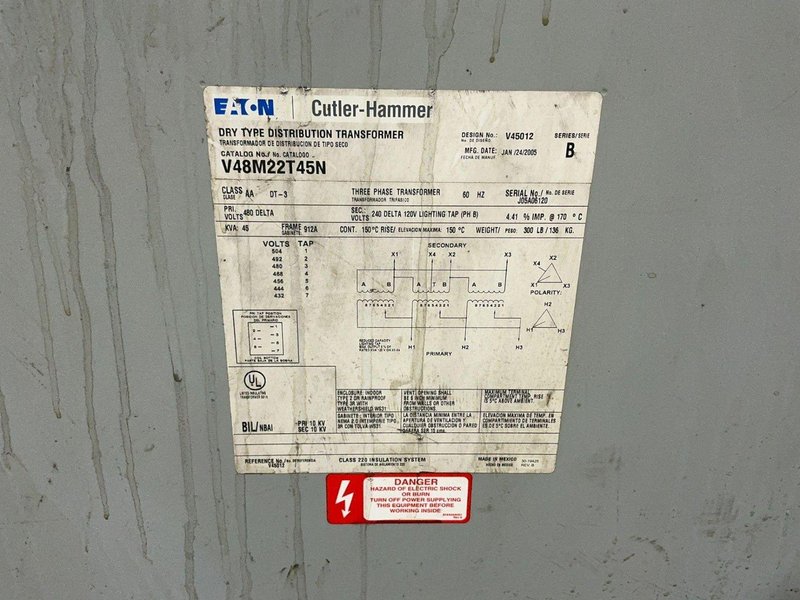 EATON 45 KVA TRANSFORMER   -  V48M22T45N