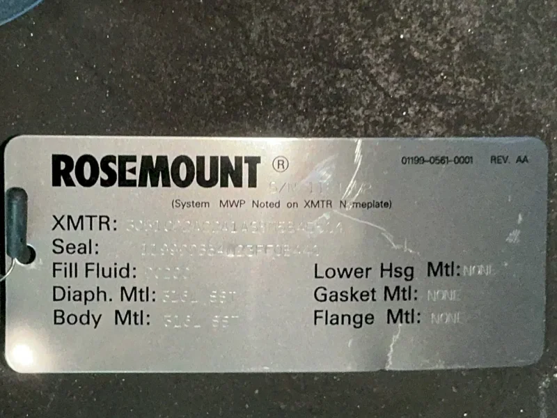 ROSEMOUNT 750 PSI PRESSURE TRANSMITTER  -  3051CD2A22A1AS8M5B4E5Q4