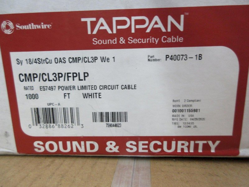 Southwire Security and Electronic Cable Spool in Box- Auction Item