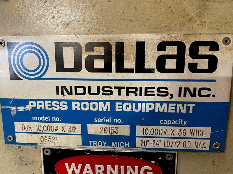 10,000 lbs x 36&quot; Dallas Coil Reel and Powered Straightener