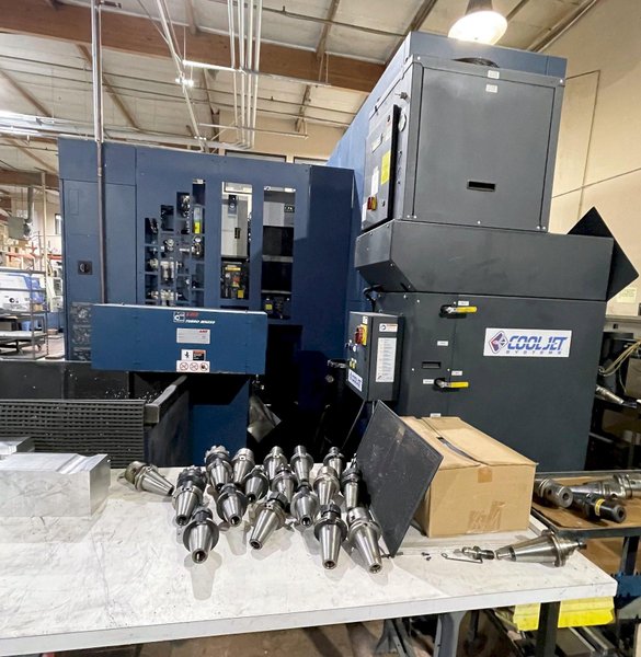 Matsuura HPlus-500 PC2 Horizontal Machining Center 2016 Fanuc 31i Control CT50 Big Plus Spindle 15,000 RPM 245 Tools On 245 Base ATC Full 4th Axis Renishaw NC4 Tool Setter ATS Through Spindle Coolant Cooljet 1000 PSI Chip Conveyor