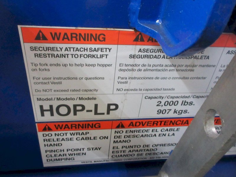 Steel Low Profile Parts Hopper 1/2 Cubic Yd. 2000 Lb. Capacity- Auction Item