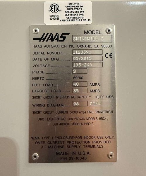 Haas Super Mini Mill 2 CNC Vertical Machining Center