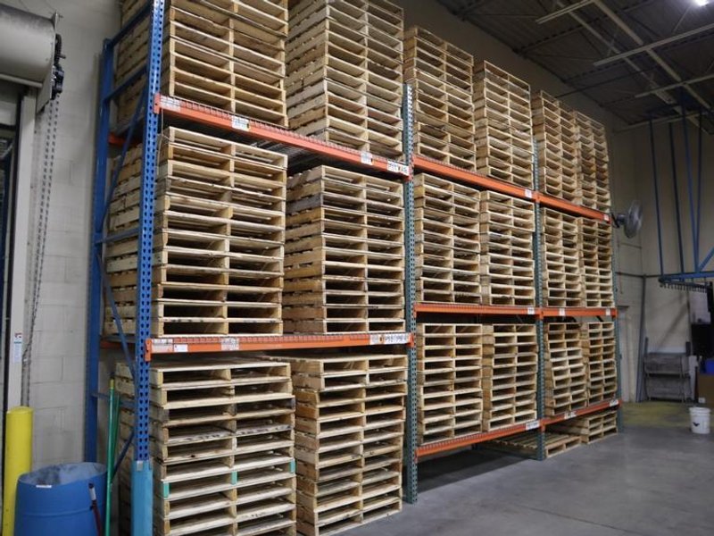 Pallet Racking: (4) 14'H x 42" Uprights, Teardrop Style, (2) 9' Shelves, (6) 8' Shelves, Wire Decking - NO CONTENTS- Auction Item