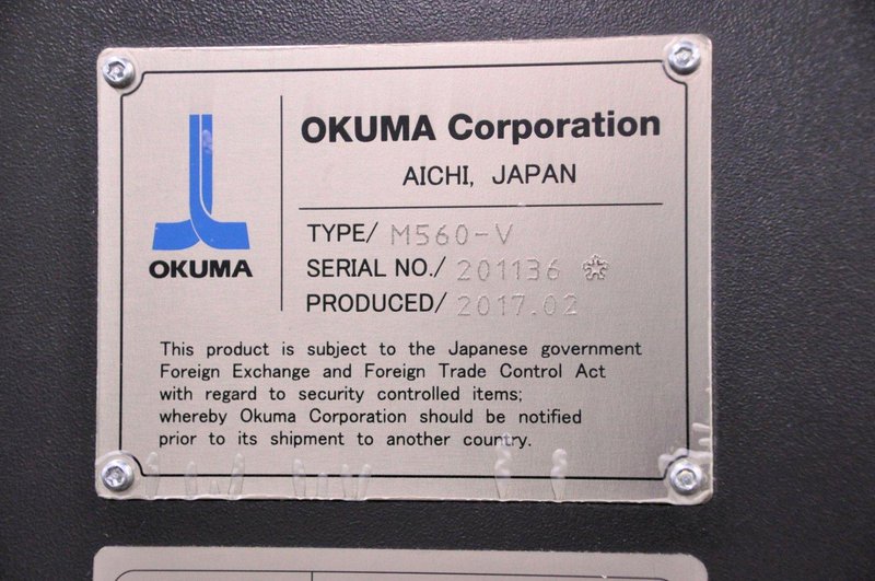 2017 Okuma Genos M560-V CNC Vertical Machining Center For Sale