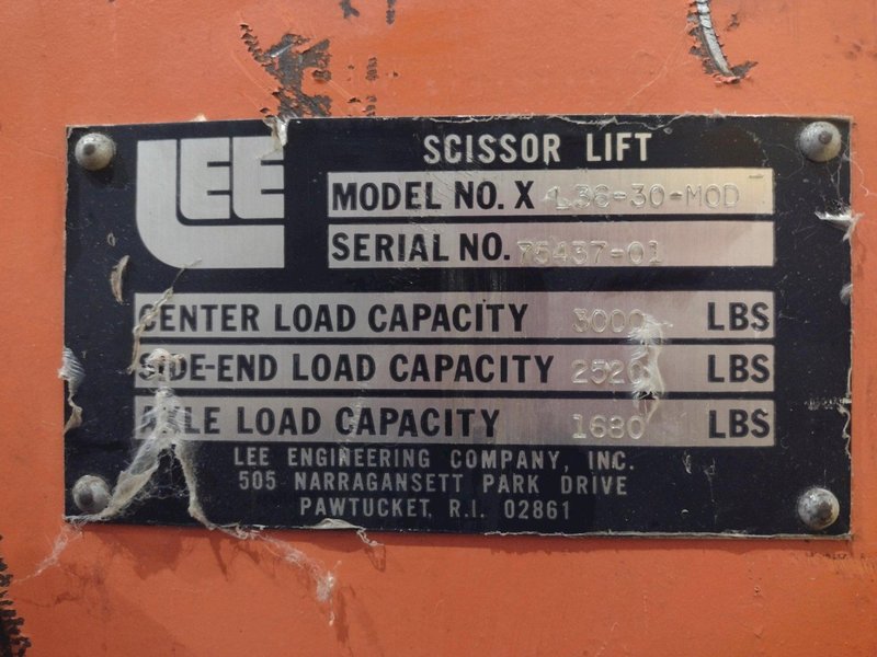 3,000 LBS X 32&quot; X 56&quot;  MODLE #L36-30-MOD PRESTO HYDRAULIC SCISSOR LIFT TABLE, SINGLE PHASE 110V: STOCK #19789