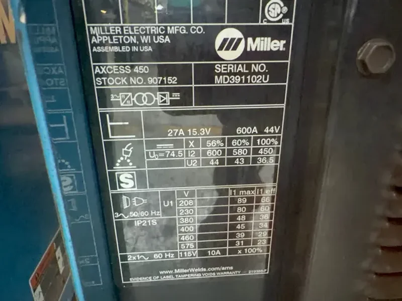 Miller  600 A Welder  - Axcess 450