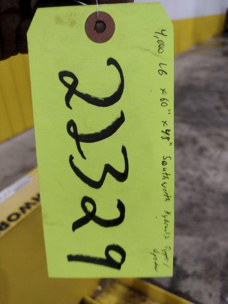 4,000 LBS X 30&quot; X 40&quot; SOUTHWORTH HYDRAULIC PALLET TIPPER / UPENDER, 110V SINGLE PHASE: STOCK #22329