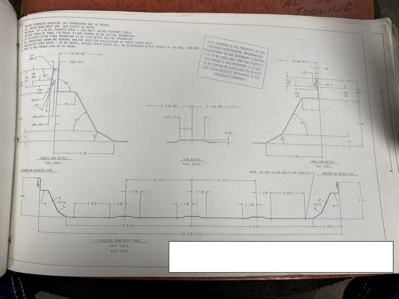 10 STAND X 3.5&quot; ARBOR X 42&quot; BRADBURY STANDING SEAM 360 &amp; STANDING SEAM RAFTED ROLLFORMER. STOCK # 0733822