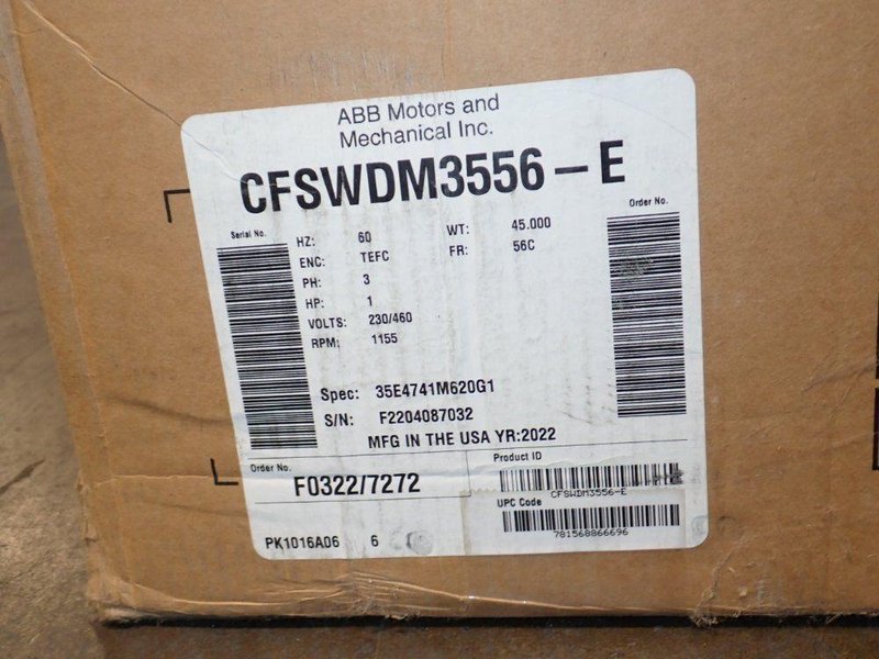 BALDOR RELIANCE 1 HP STAINLESS STEEL WASHDOWN MOTOR   -  CFSWDM3556-E