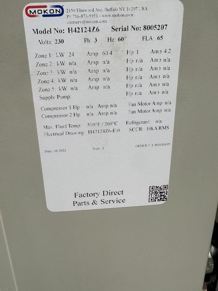 2022 MOKON Single  Zone Heat Transfer Oil System