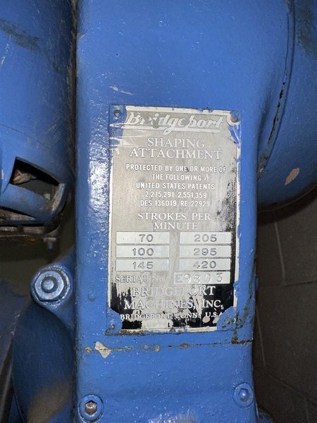 2 HP BRIDGEPORT VERTICAL MILLING MACHINE WITH SLOTTING HEAD : STOCK #77315